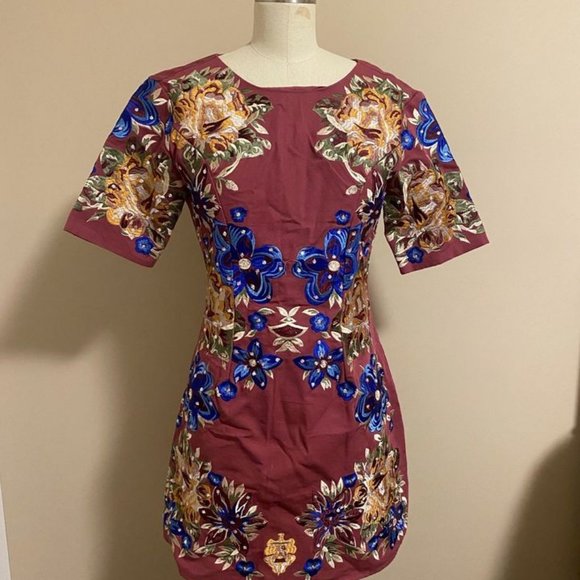 ASOS Premium Embroidered Shift Mini Dress - Picture 2 of 3